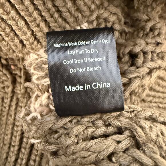 POL Crochet Open Knit Sweater | Rust Beige Olive Color block Boho | Medium - Picture 7 of 11